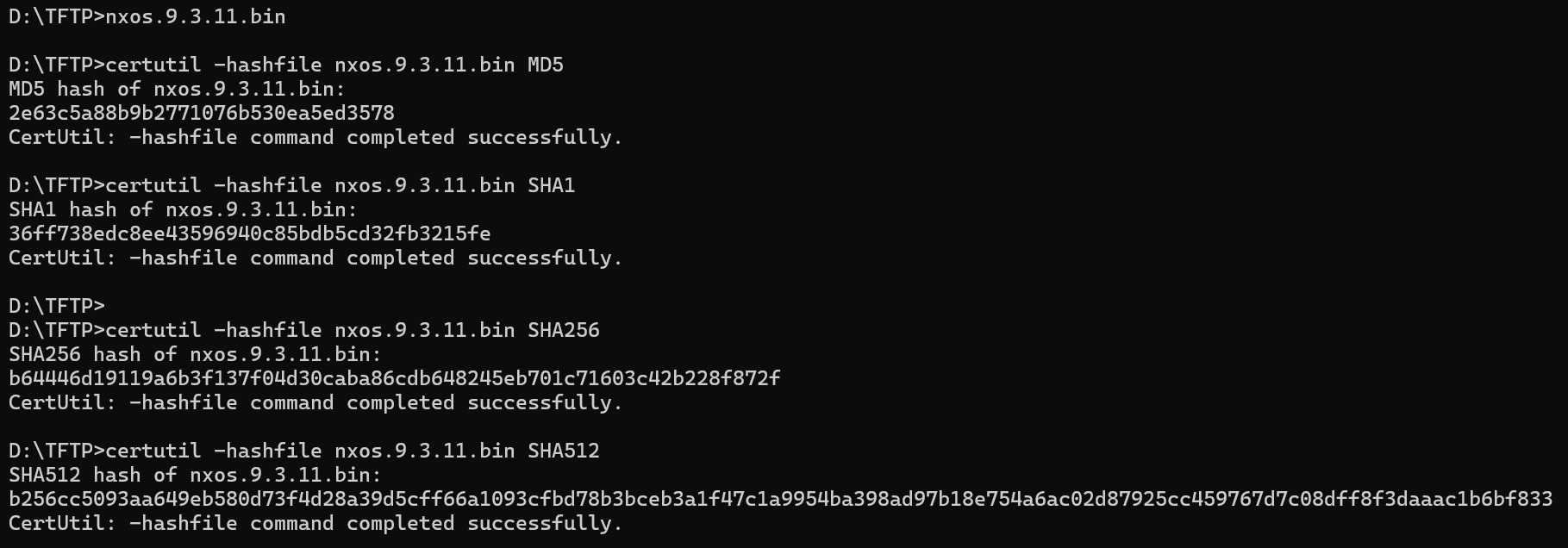 MD5 SHA with CMS 