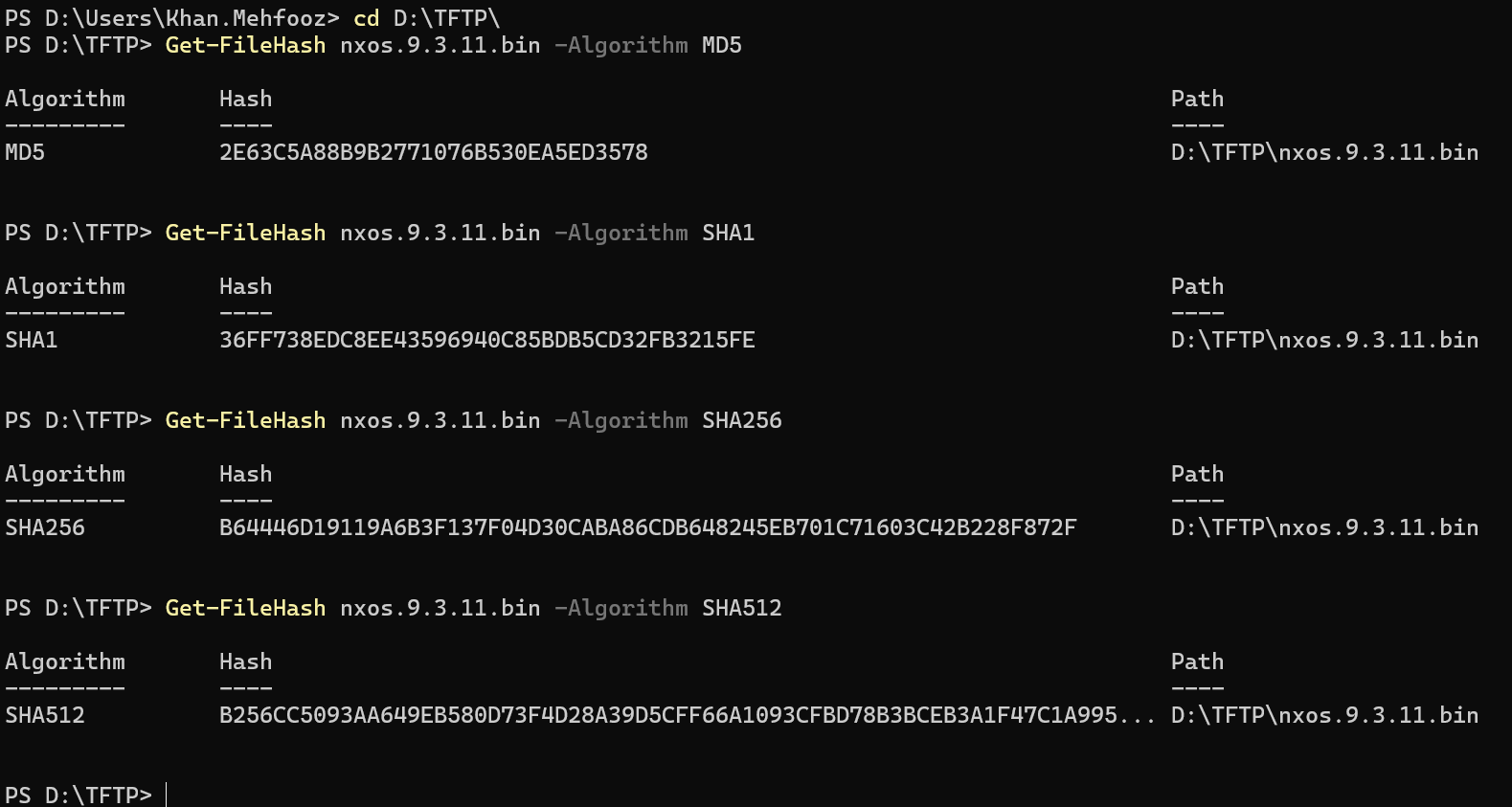 MD5 SHA with POWERSHELL