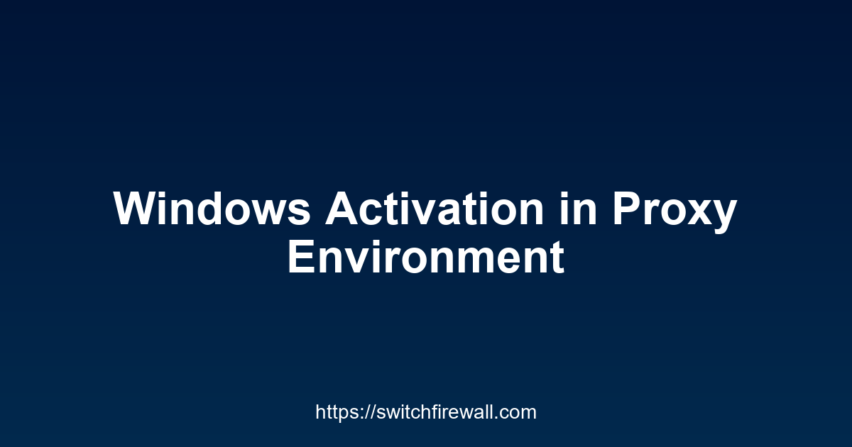 Windows Activation in Proxy Environment
